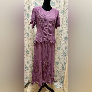 90s rayon two piece skirt and top